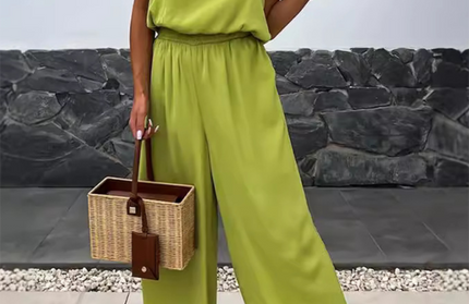 Casual Loose Suspender Sleeveless Pocket Jumpsuit