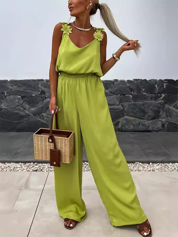 Casual Loose Suspender Sleeveless Pocket Jumpsuit