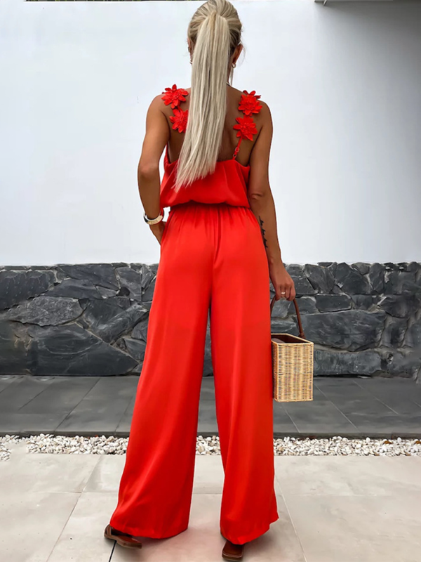 Casual Loose Suspender Sleeveless Pocket Jumpsuit