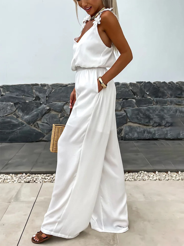 Casual Loose Suspender Sleeveless Pocket Jumpsuit