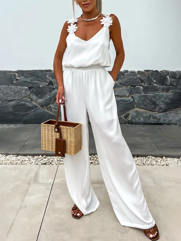Casual Loose Suspender Sleeveless Pocket Jumpsuit