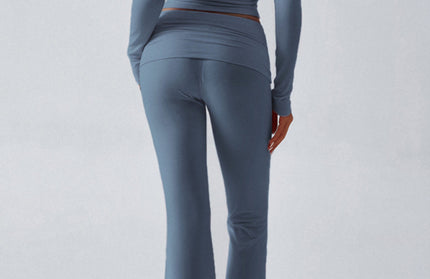 Yoga Slim Fit Sports Knit Long Sleeve Pants Two-Piece Set