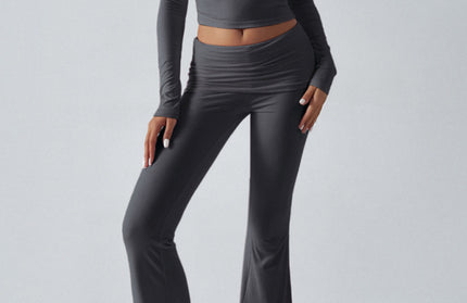 Yoga Slim Fit Sports Knit Long Sleeve Pants Two-Piece Set