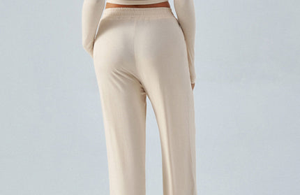 Crew Neck Wide Leg Pants Set