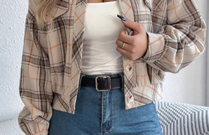 Casual Plaid Tweed Jacket