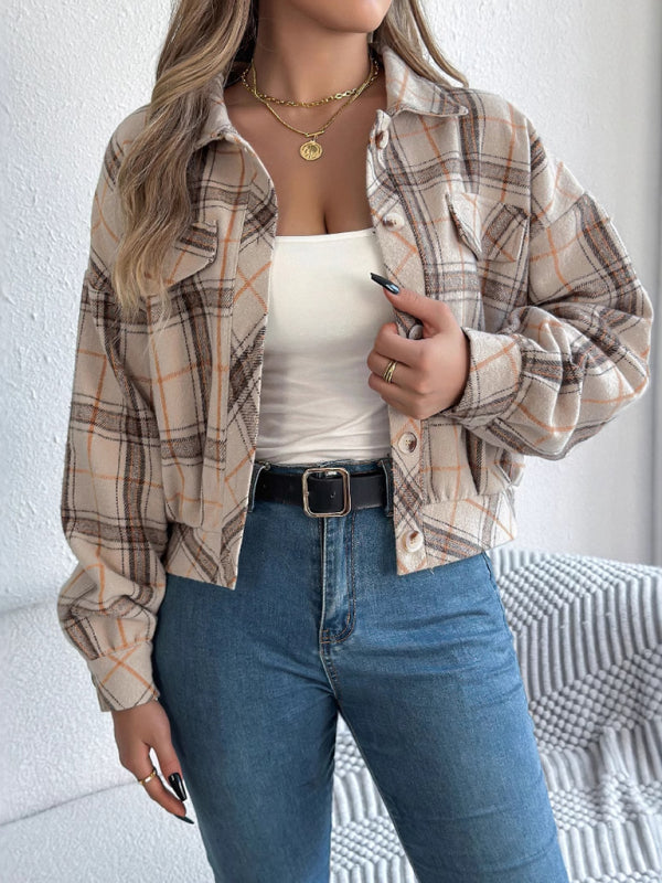 Casual Plaid Tweed Jacket