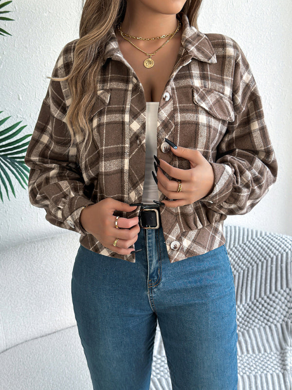 Casual Plaid Tweed Jacket