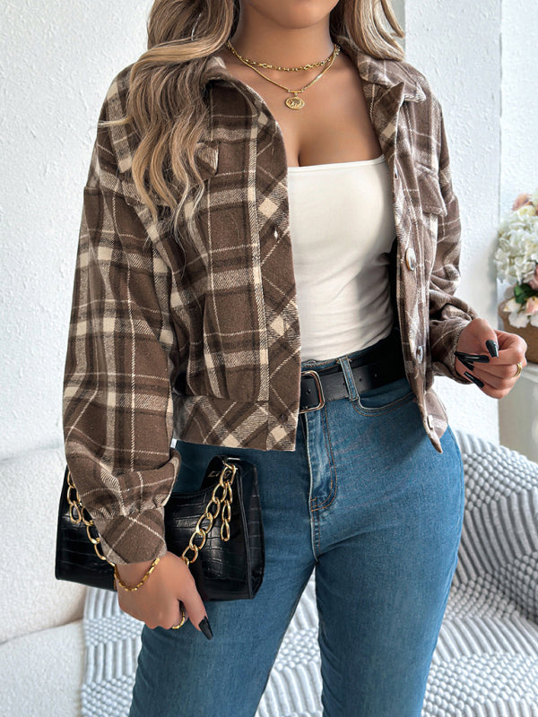 Casual Plaid Tweed Jacket