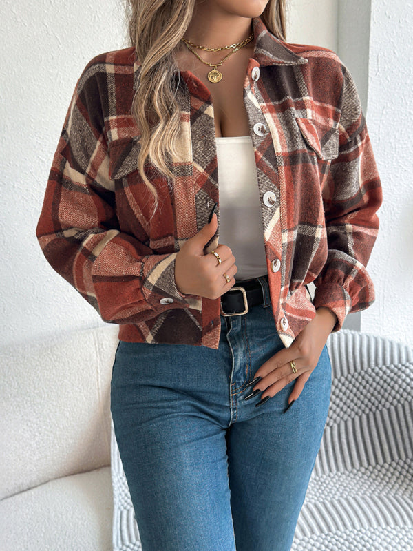 Casual Plaid Tweed Jacket