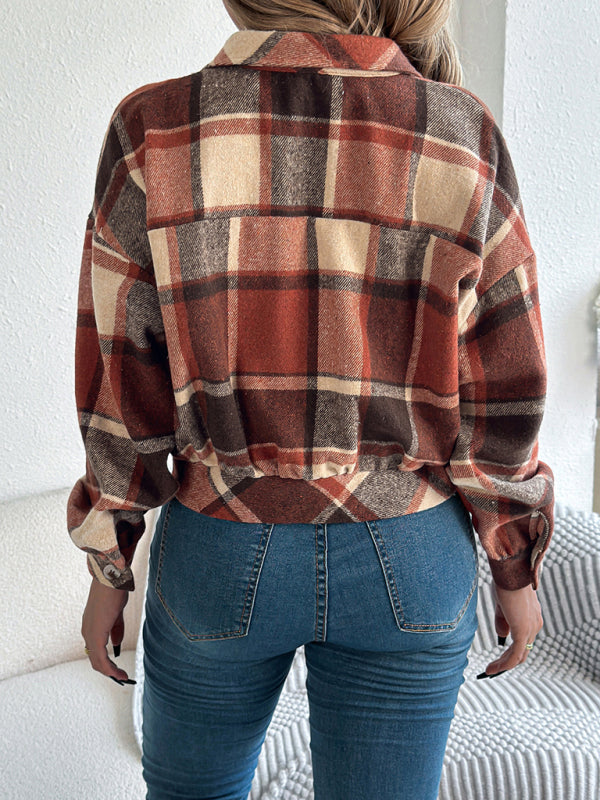 Casual Plaid Tweed Jacket