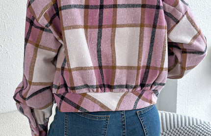 Casual Plaid Tweed Jacket