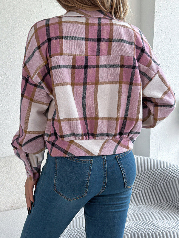 Casual Plaid Tweed Jacket