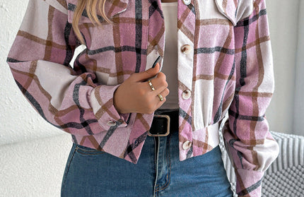 Casual Plaid Tweed Jacket