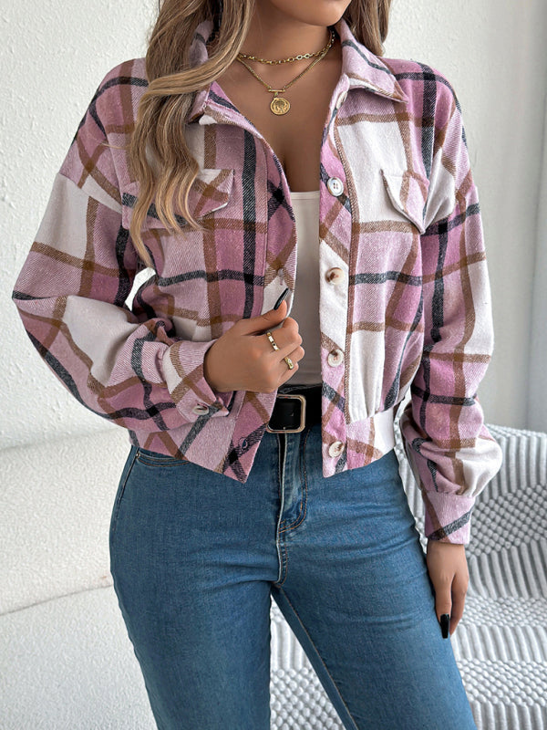 Casual Plaid Tweed Jacket