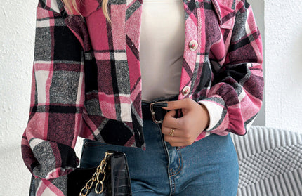 Casual Plaid Tweed Jacket