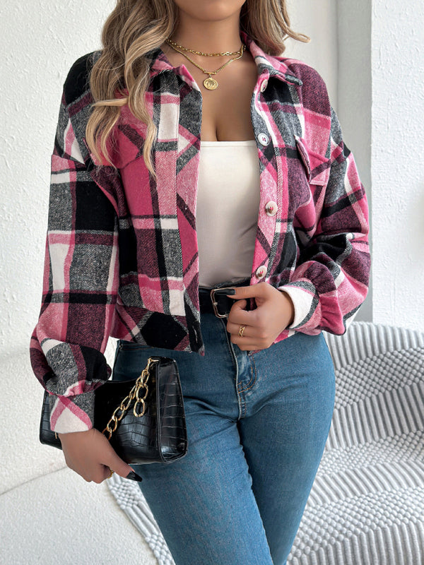 Casual Plaid Tweed Jacket