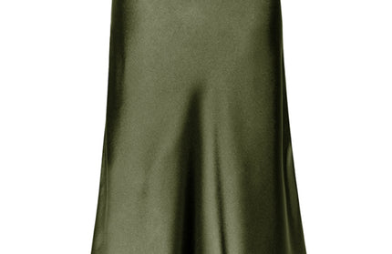 Satin High Waist Solid Color Split Midi Skirt - Hey Love Boutique