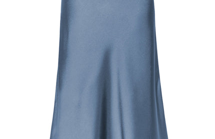 Satin High Waist Solid Color Split Midi Skirt - Hey Love Boutique
