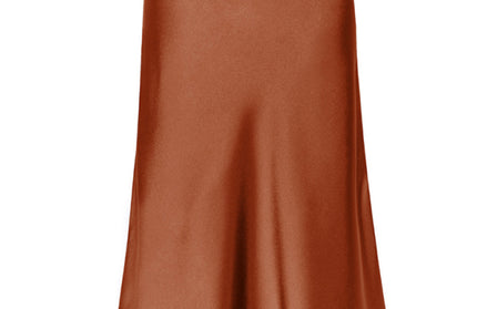 Satin High Waist Solid Color Split Midi Skirt - Hey Love Boutique
