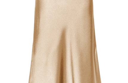 Satin High Waist Solid Color Split Midi Skirt - Hey Love Boutique