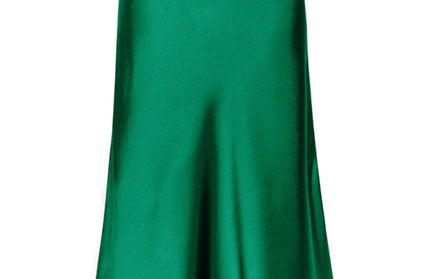 Satin High Waist Solid Color Split Midi Skirt - Hey Love Boutique