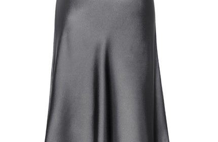 Satin High Waist Solid Color Split Midi Skirt - Hey Love Boutique