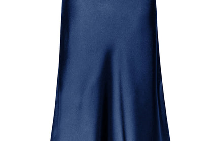 Satin High Waist Solid Color Split Midi Skirt - Hey Love Boutique