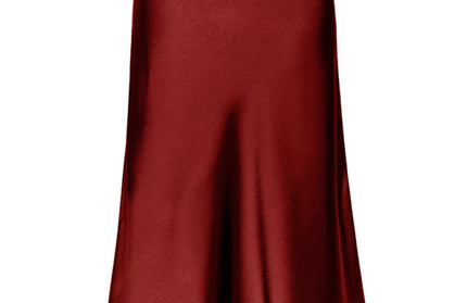 Satin High Waist Solid Color Split Midi Skirt - Hey Love Boutique