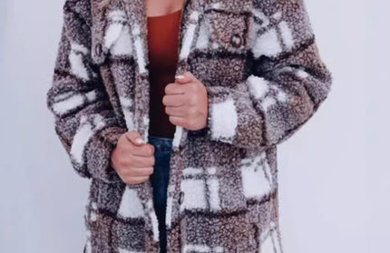 Versatile Plaid Long Sleeved Coat