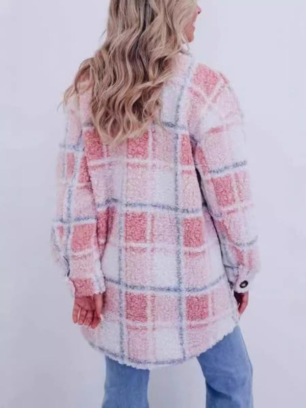 Versatile Plaid Long Sleeved Coat