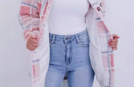 Versatile Plaid Long Sleeved Coat