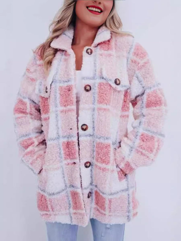 Versatile Plaid Long Sleeved Coat