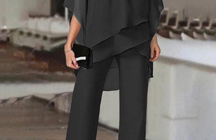 Bat Sleeve Two-Piece Jumpsuit Suit - Hey Love Boutique
