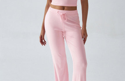 Casual Knitted T-shirt Trousers Two-Piece Suit