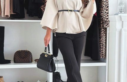 Waist Tie Woolen Cape Coat