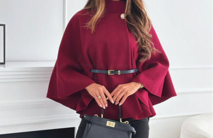 Waist Tie Woolen Cape Coat