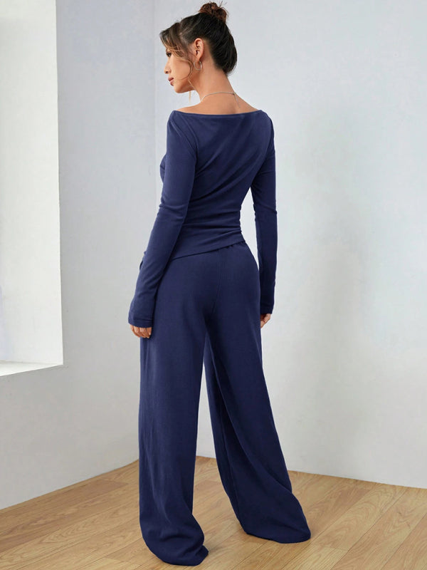 Casual Wide Leg Pants Set