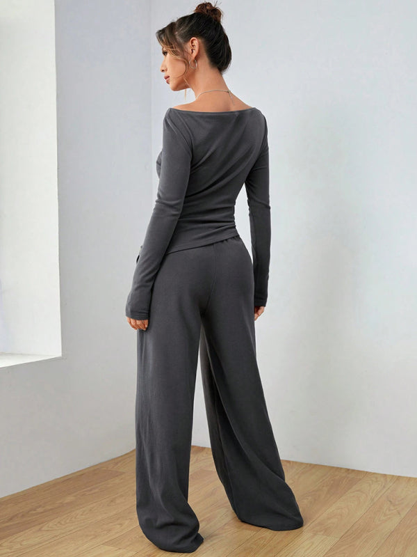 Casual Wide Leg Pants Set