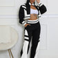 Block Stitching Contrast Wide Leg Flared Pants Set