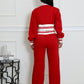 Block Stitching Contrast Wide Leg Flared Pants Set