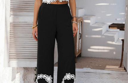 Geometric Contrast Trouser Suit