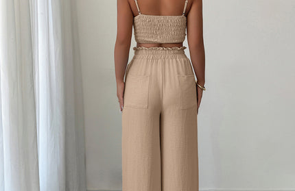 Suspender Vest Wide-Leg Pants Two-Piece Set - Hey Love Boutique