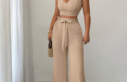 Suspender Vest Wide-Leg Pants Two-Piece Set - Hey Love Boutique