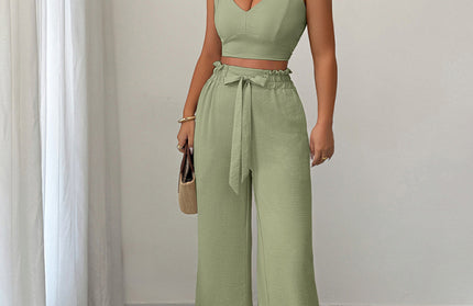 Suspender Vest Wide Leg Pants Two-Piece Set - Hey Love Boutique