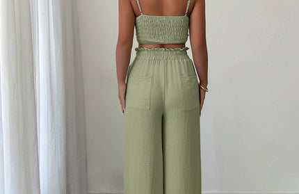 Suspender Vest Wide Leg Pants Two-Piece Set - Hey Love Boutique