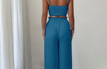 Suspender Vest Wide Leg Pants Two-Piece Set - Hey Love Boutique