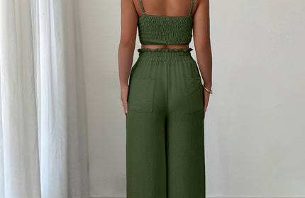 Suspender Vest Wide Leg Pants Two-Piece Set - Hey Love Boutique