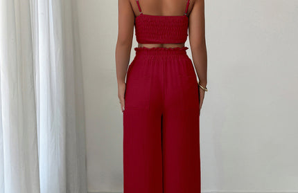 Suspender Vest Wide-Leg Pants Two-Piece Set - Hey Love Boutique