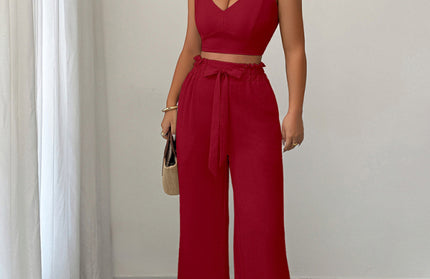 Suspender Vest Wide-Leg Pants Two-Piece Set - Hey Love Boutique