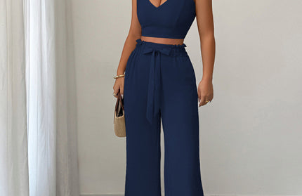 Suspender Vest Wide Leg Pants Two-Piece Set - Hey Love Boutique